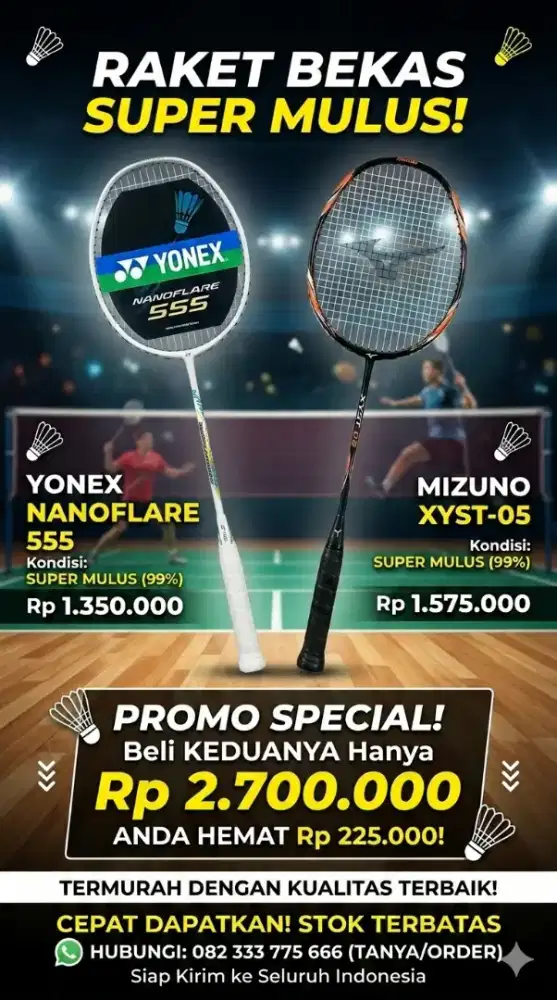 Raket Badminton Yonex & Mizuno Original