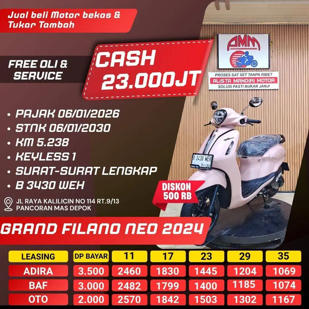 GRAND FILANO NEO 2024 CASH / KREDIT CC 0% SPAYLATER KREDIVO ALISTA