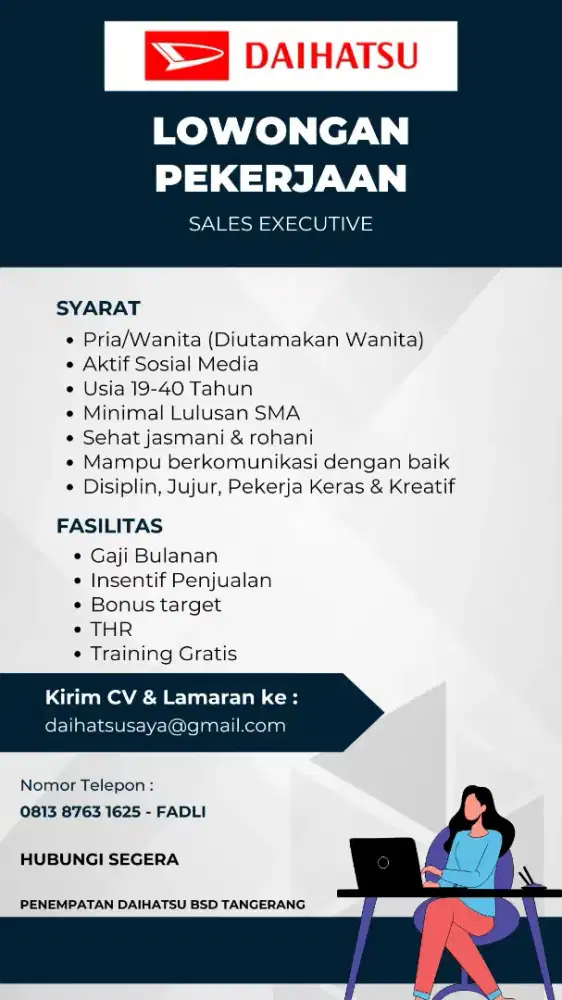 Di Buka Lowongan Sales Executive Daihatsu