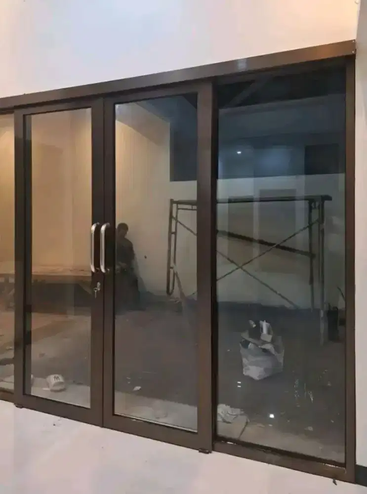 Partisi kaca almunium pintu sliding/buka biasa