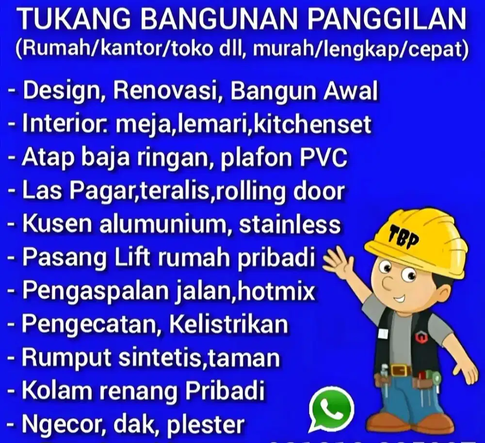 Tukang bangunan panggilan renov design bangun bongkar dll area bekasi