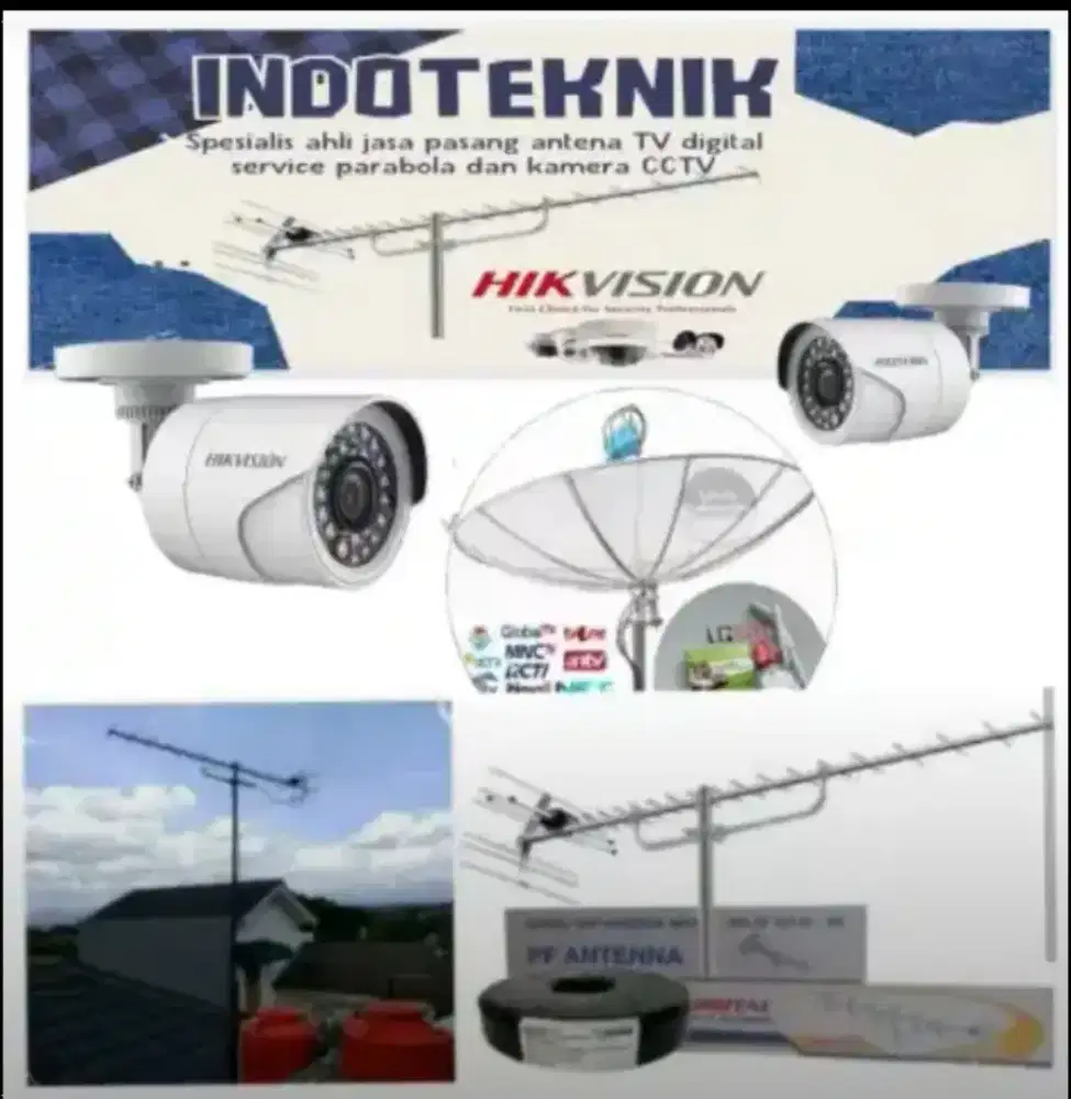 Ahli jasa pasang antena TV digital service Parabola dan camera cctv