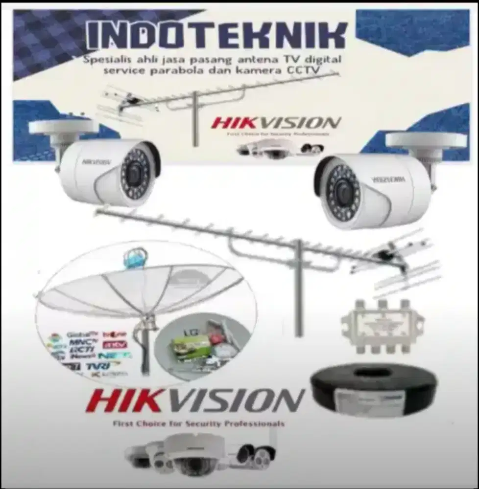 Ahli jasa pasang antena TV digital service Parabola dan camera cctv