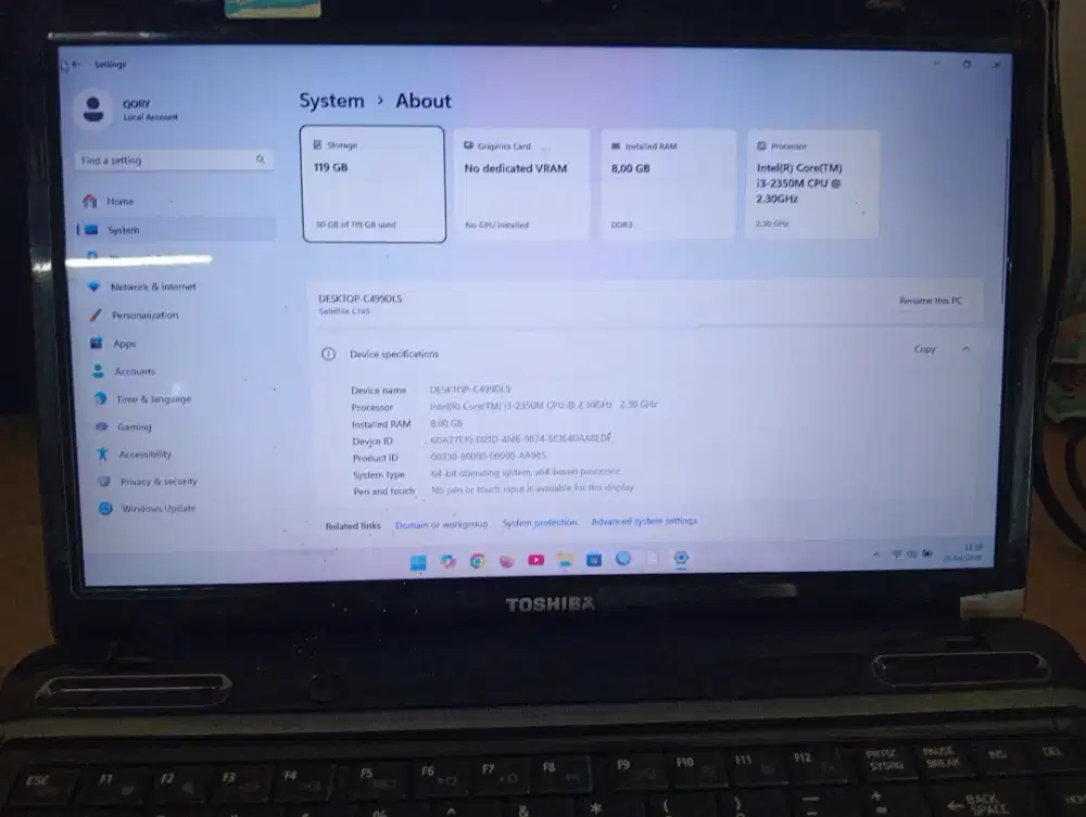 Laptop Toshiba satelit