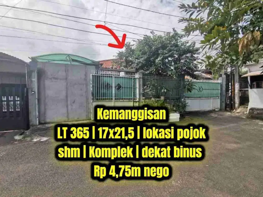 Rumah lama hitung tanah lebar 17 dalam komplek dekat kamous binus jakarta barat