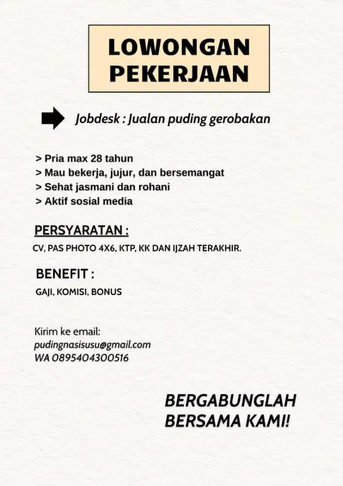 MENCARI RIDER UNTUK BERJUALAN