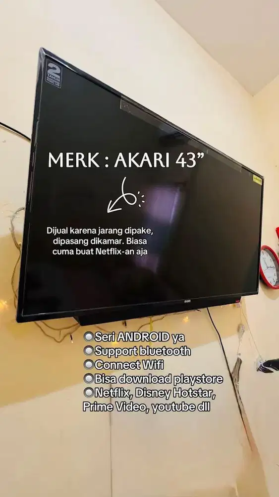 Edisi pindahan, TV ANDROID AKARI 43, second rasa baru yah. Nego