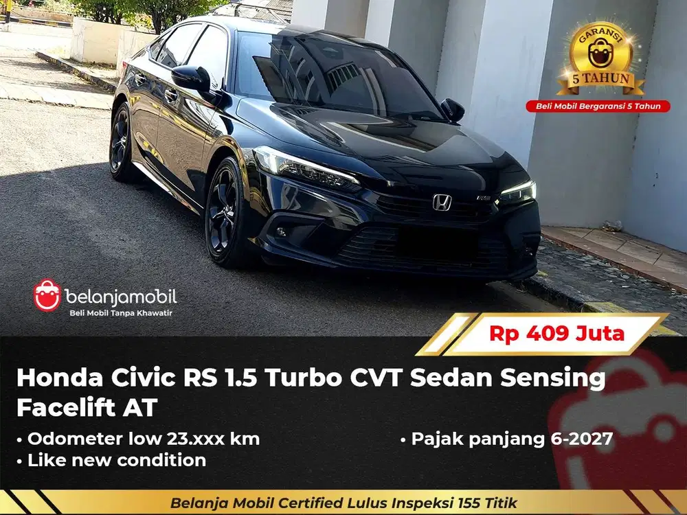 [ LOW KM 23RB ] Honda Civic RS 1.5 Turbo CVT Sedan Sensing 2023/2024