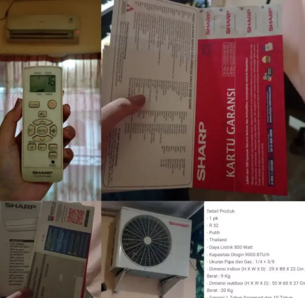 AC Sharp 1PK Indoor Outdoor Set R32 Garansi Resmi AHA9SAY AH-A9SAY
