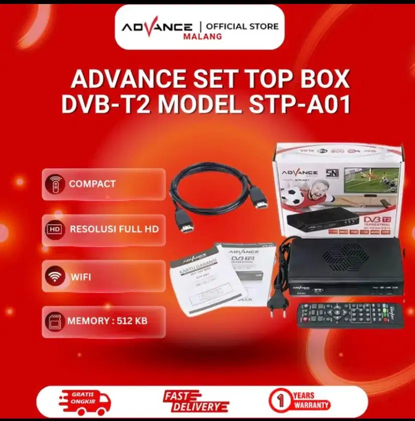Set Top Box (STB) Advance DVB-T2 model STP - A01 Penerima Siaran Tv