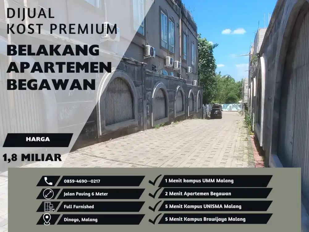 5 Menit Kampus UNISMA Malang Cocok Dibangun Kos Kosan Kost Dijual SHM Ready