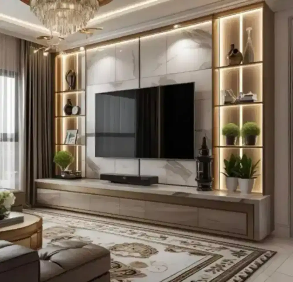 interior desain kitchen set kamar set wardrobe lemari backdrop tv