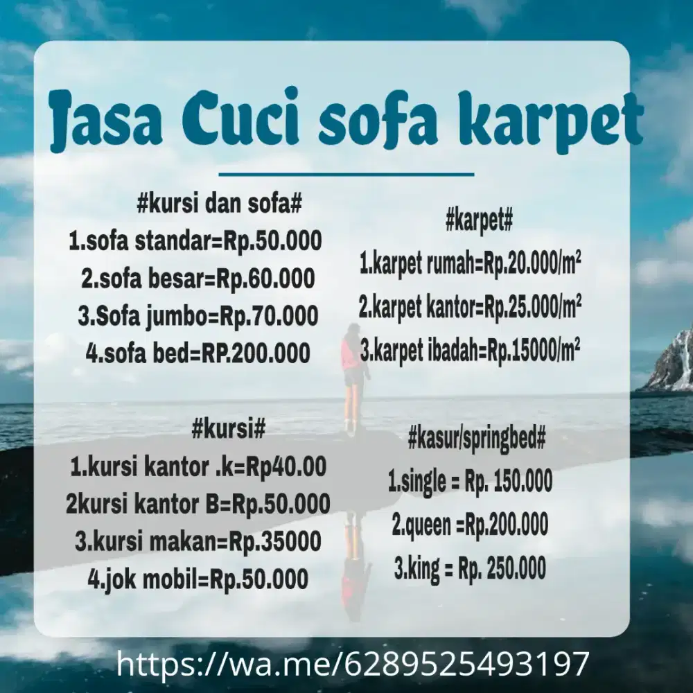 Jasa cuci sofa kasur springbed jok mobil