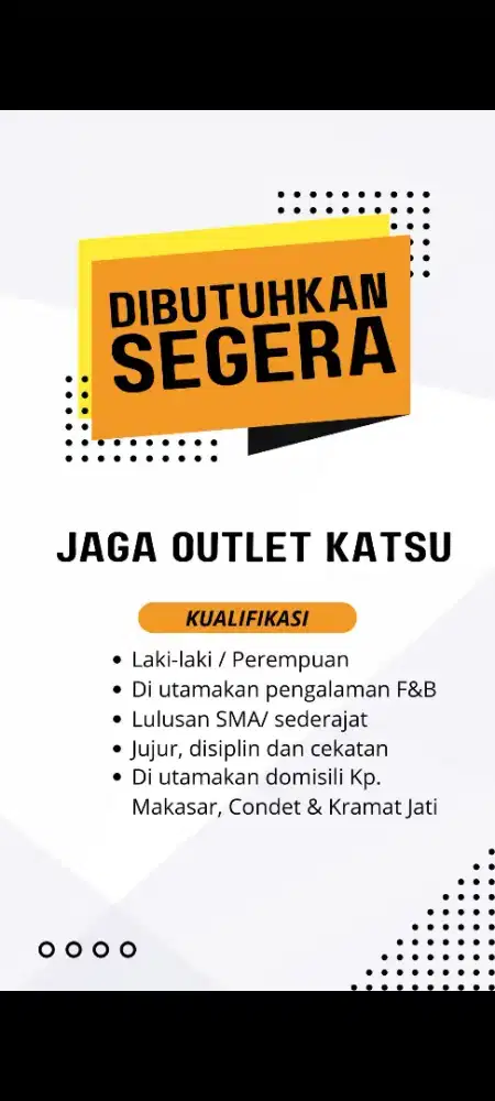 Di butuhkan crew outlet