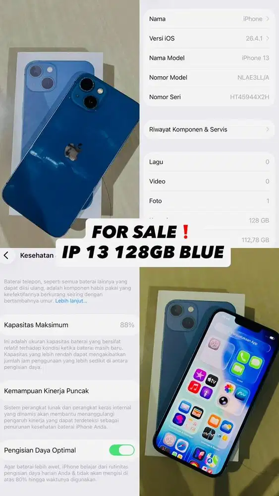 IPHONE 13 128GB INTER LL/A BLUE