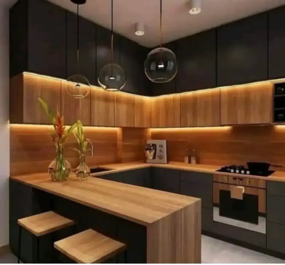 interior desain kitchen set kamar set wardrobe lemari backdrop tv
