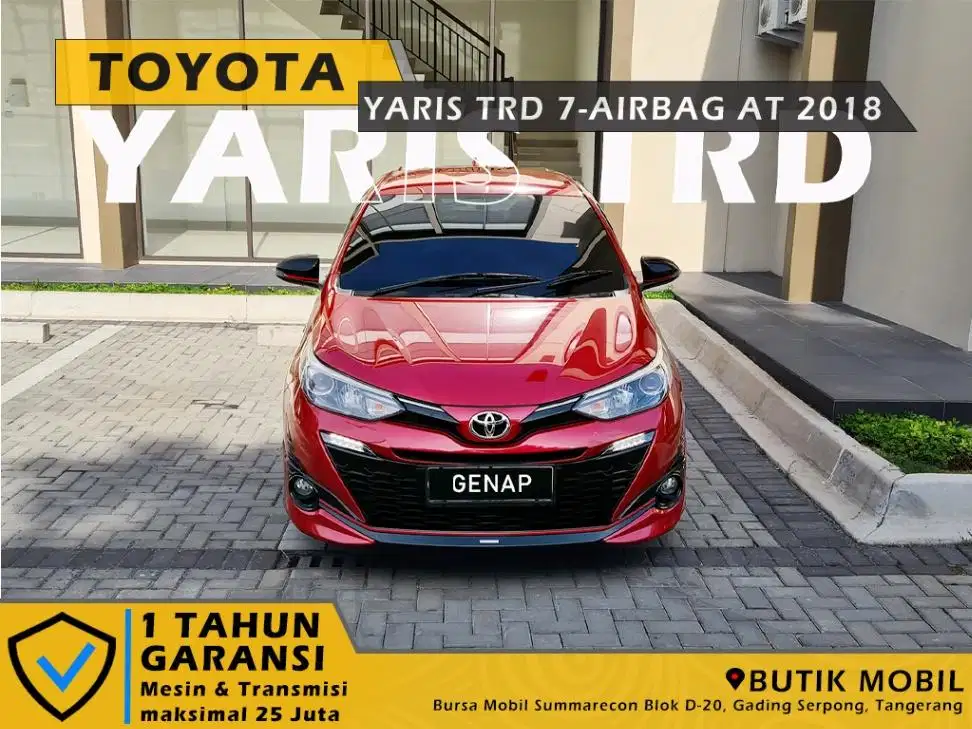 Pajak 1 Tahun. Yaris TRD Sportivo 7 Airbag AT 2018 Merah