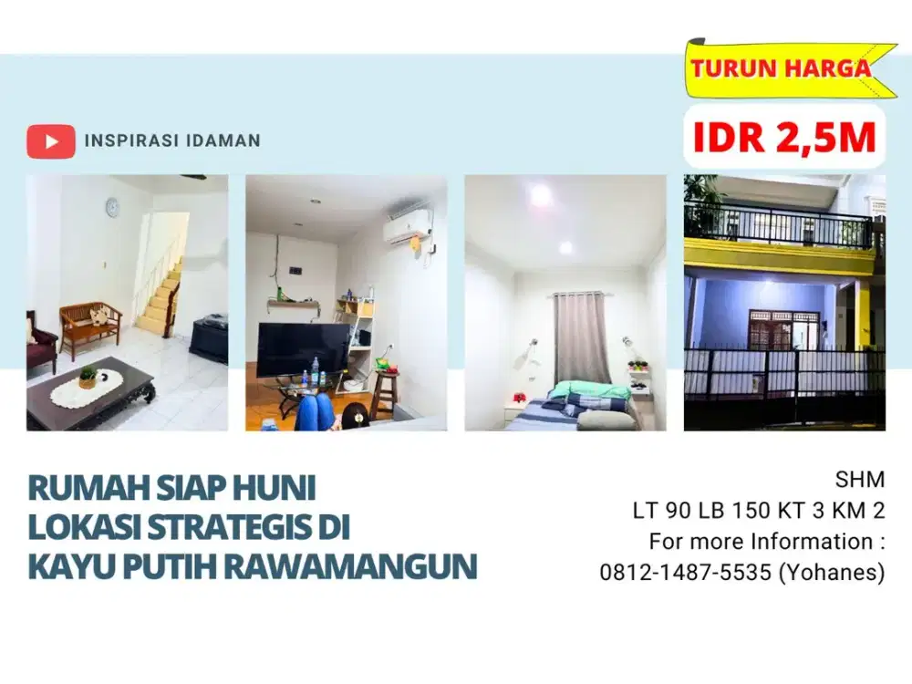 Rumah Siap Huni Lokasi Strategis di Kayu Putih Rawamangun