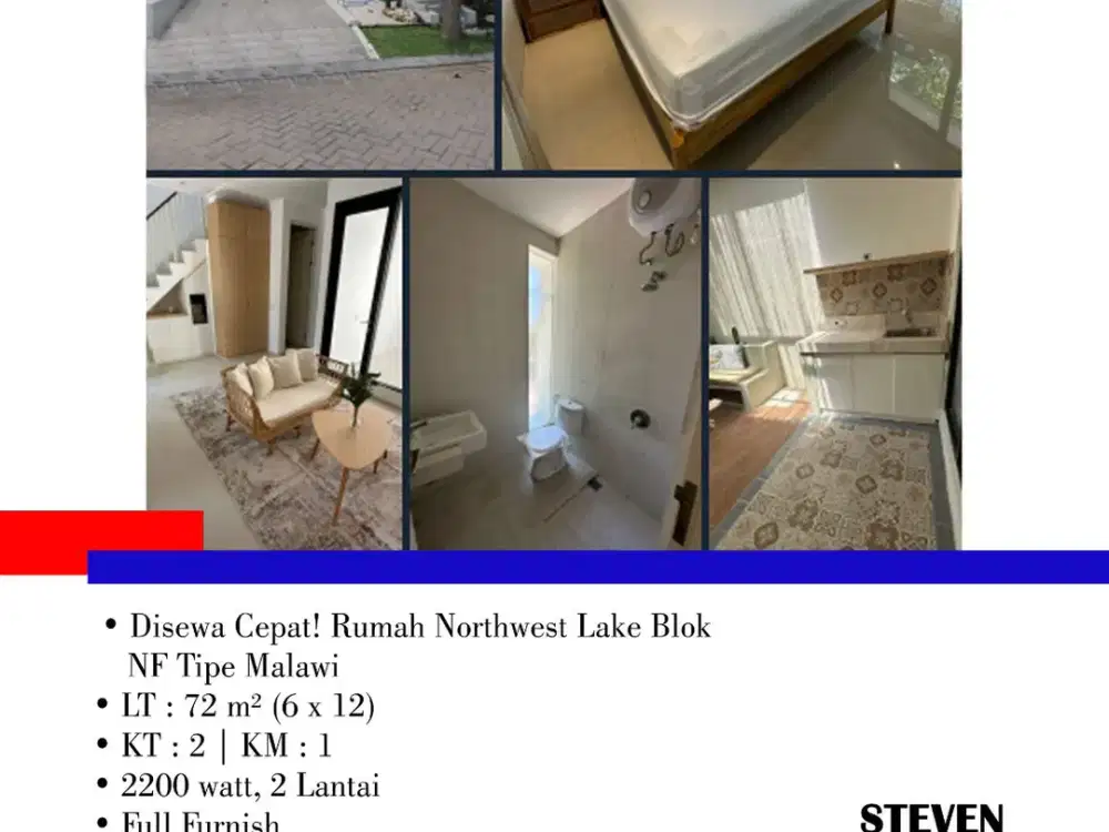 Disewa Cepat! Rumah Northwest Lake Blok NF Tipe Malawi