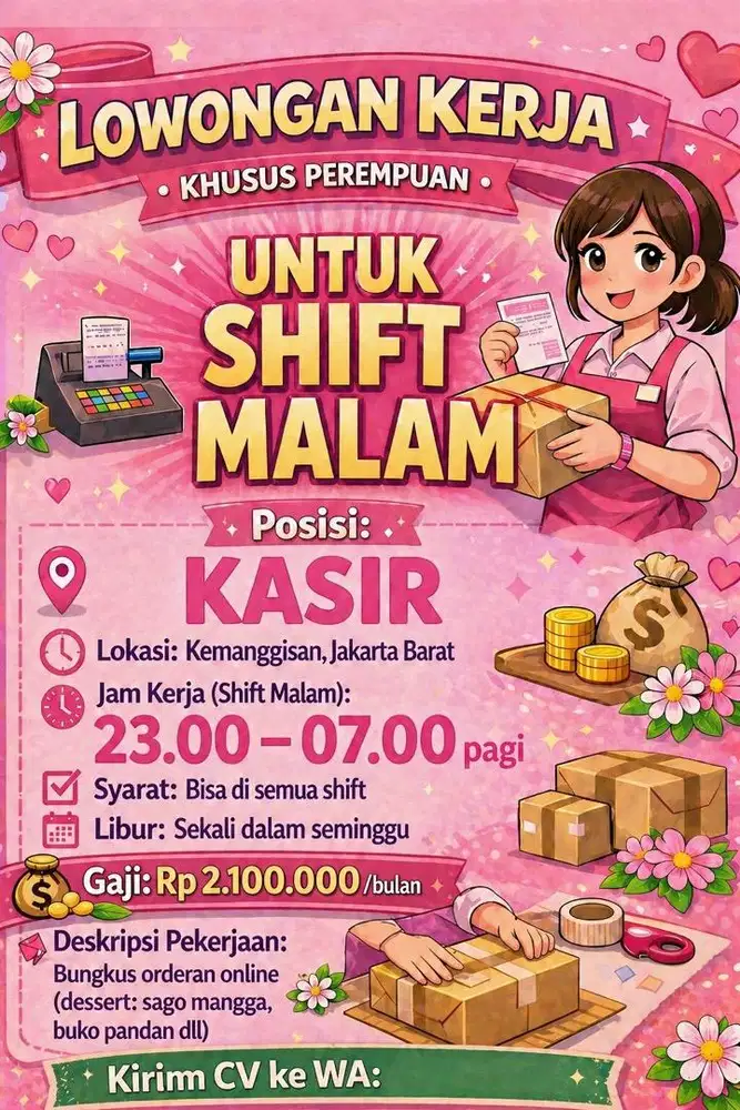 Lowongan kerja kasir khusus perempuan