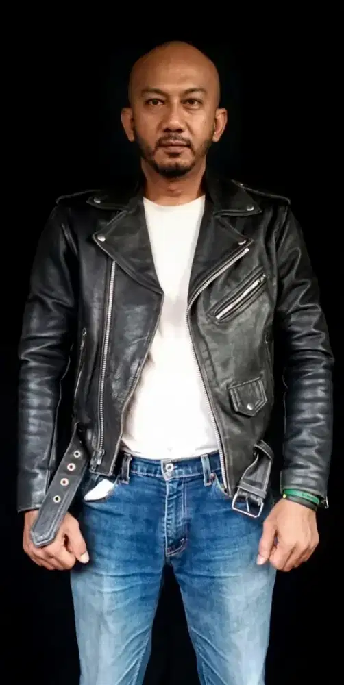 Jaket kulit Ramones size L slim bodyfit