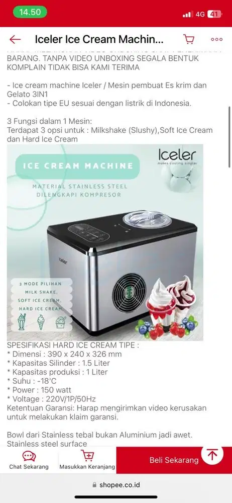 Mesin Pembuat Ice Cream Eskrim dan Milkshake