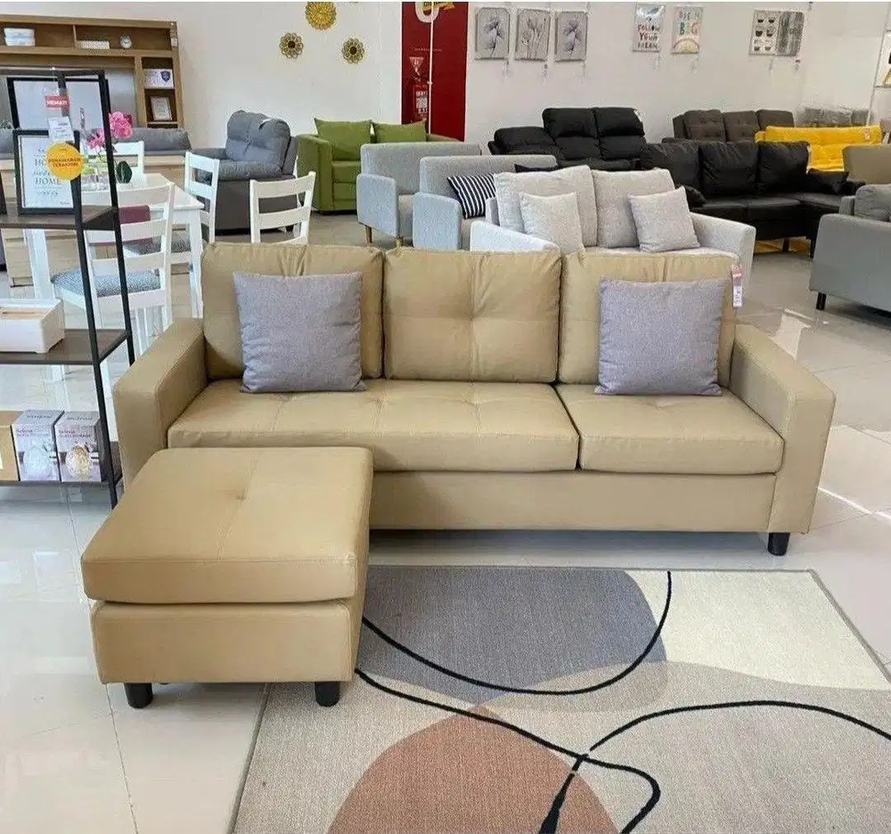 Jual sofa L kulit premium promo akhir bulan