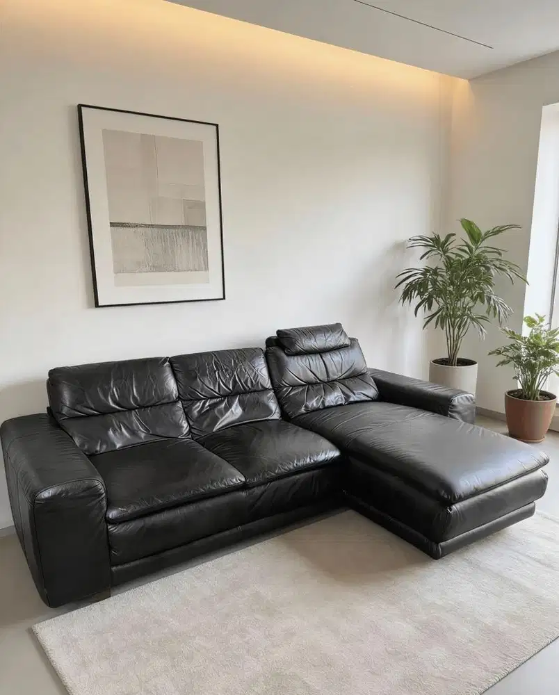 Sofa L Shaped M&D FULL LEATHER GENUINE ( FULL KULIT ASLI )