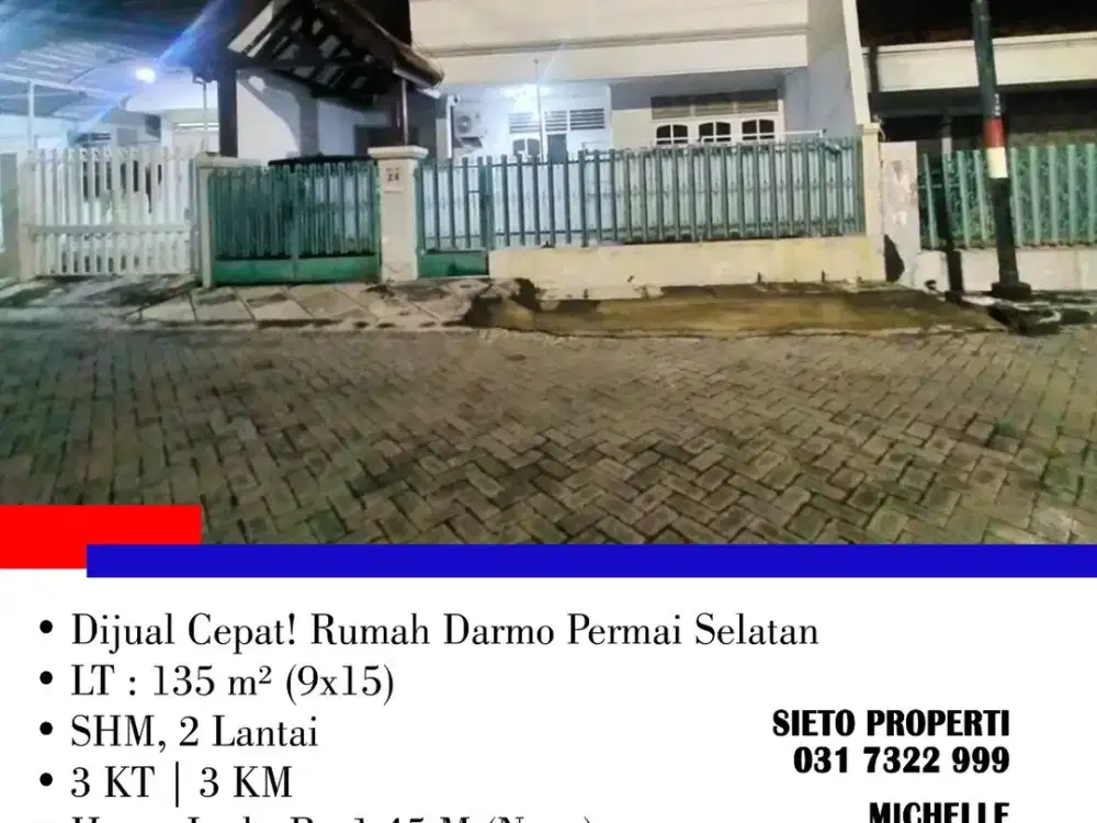 Dijual Cepat! Rumah Darmo Permai Selatan