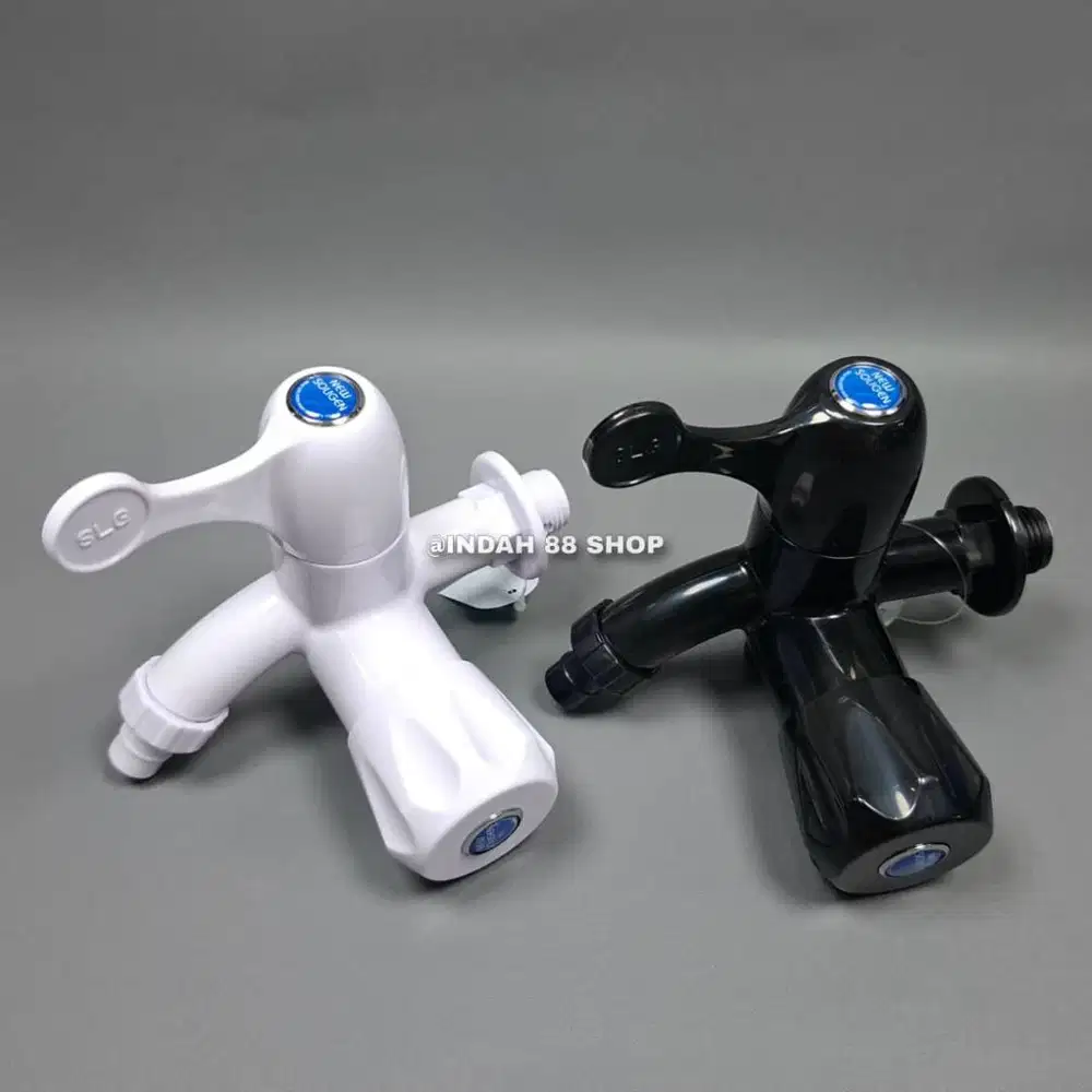 Kran Tembok Cabang PVC / Kran Shower Cabang Dua / Keran Double