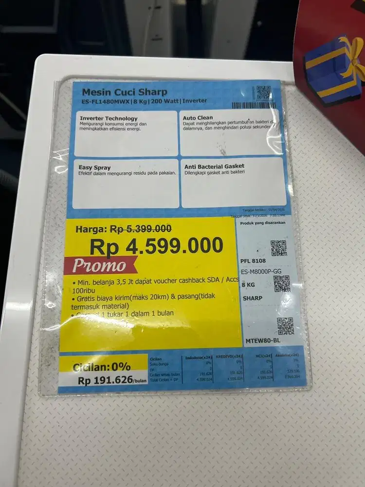 Mesin cuci electrolux 7kg Kredit DiSpaylatter erablue Wattes