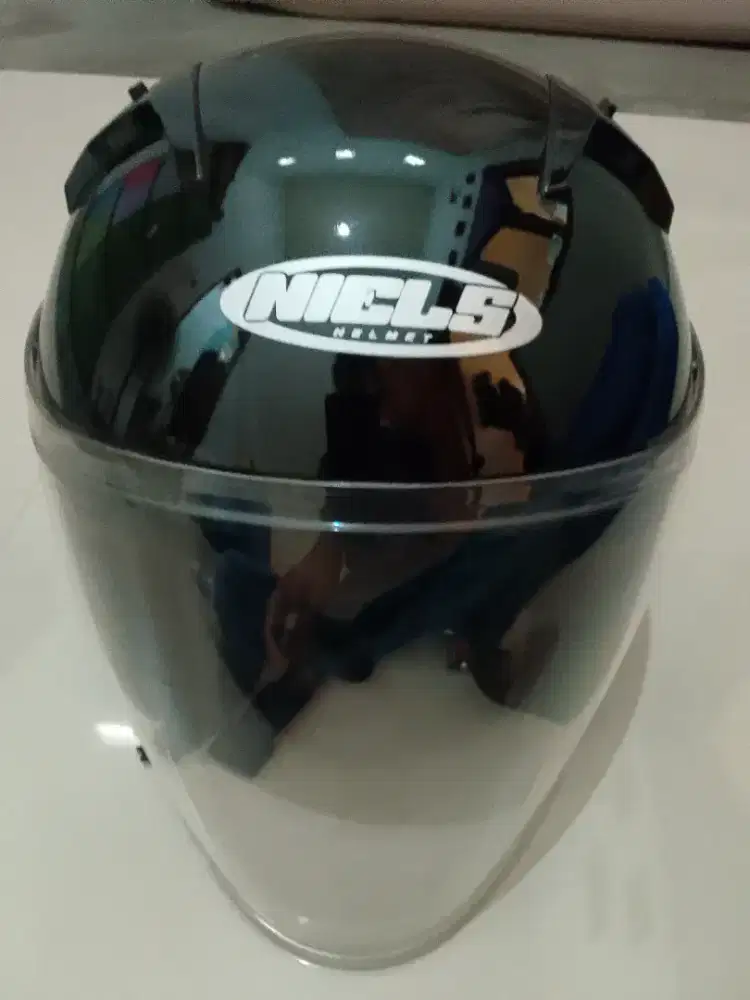 Helm halface copy Njs mulus, size L, kaca aman