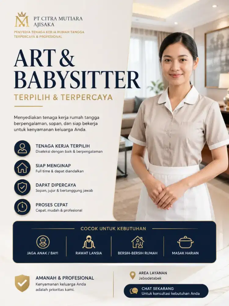 ART & Babysitter Terpilih – Sopan, Rapi, Siap Menginap