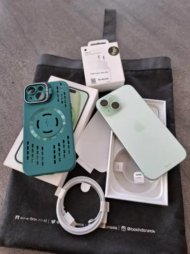 Iphone 15 128 green like new resmi ibox