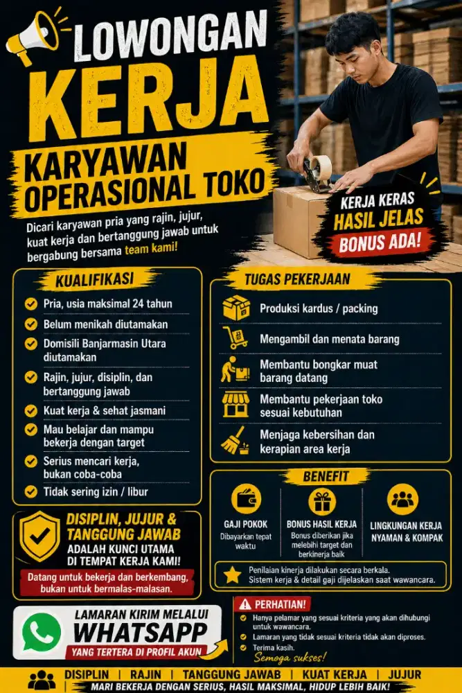 Lowongan karyawan operasional toko