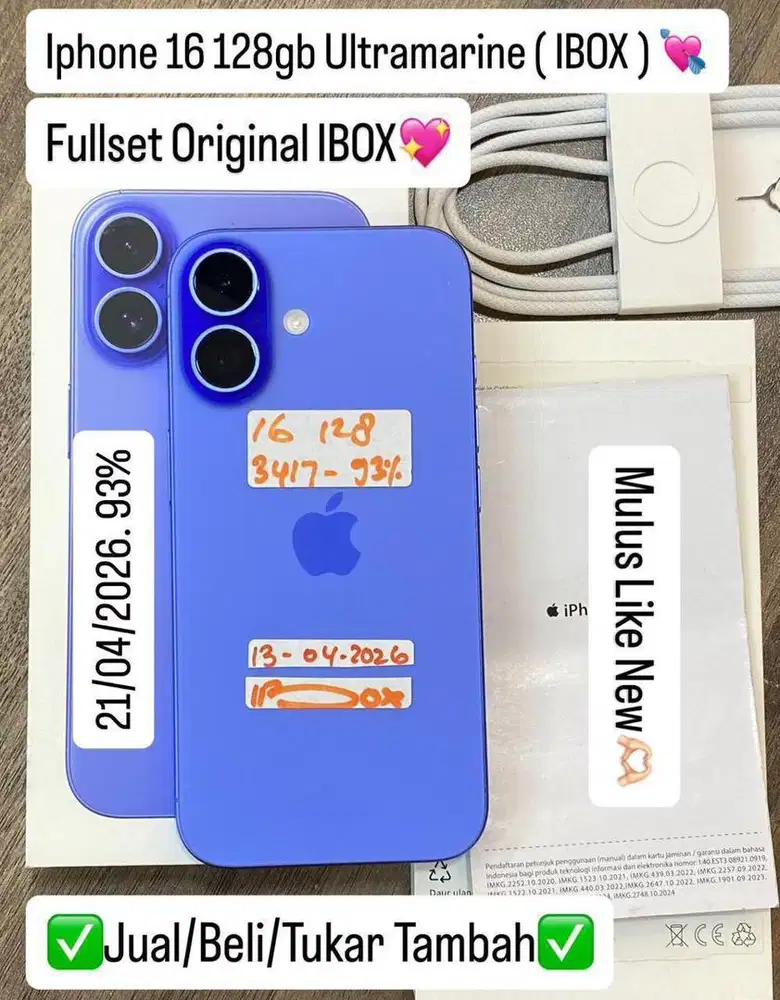 Iphone 16 128 Gb Ultramarine Resmi ibox