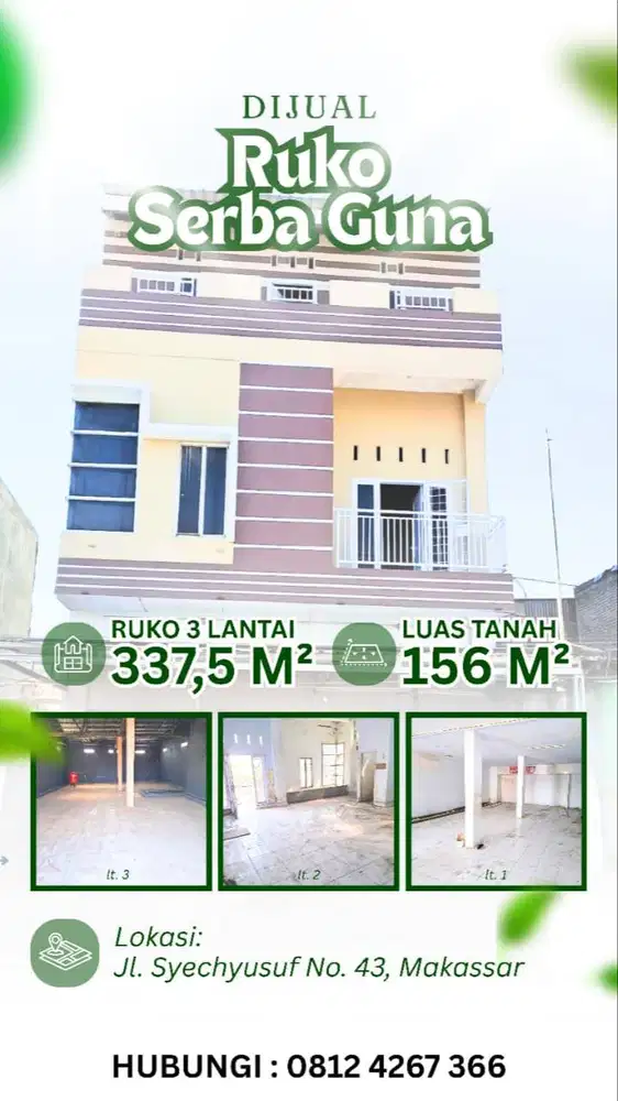 Dijual Ruko 3 Lantai Jl. Syech Yusuf – Cocok Usaha & Investasi