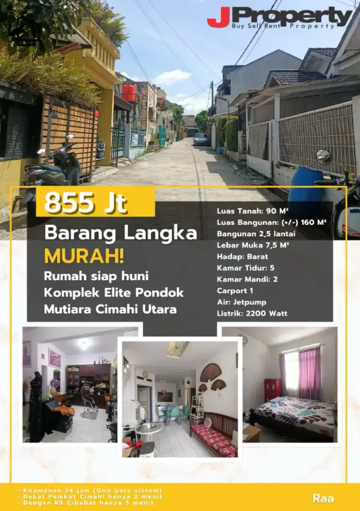 Jual BU RUMAH TERMURAH KOMPLEK ELITE CIMAHI DEKAT PEMKOT 800 JT AN!