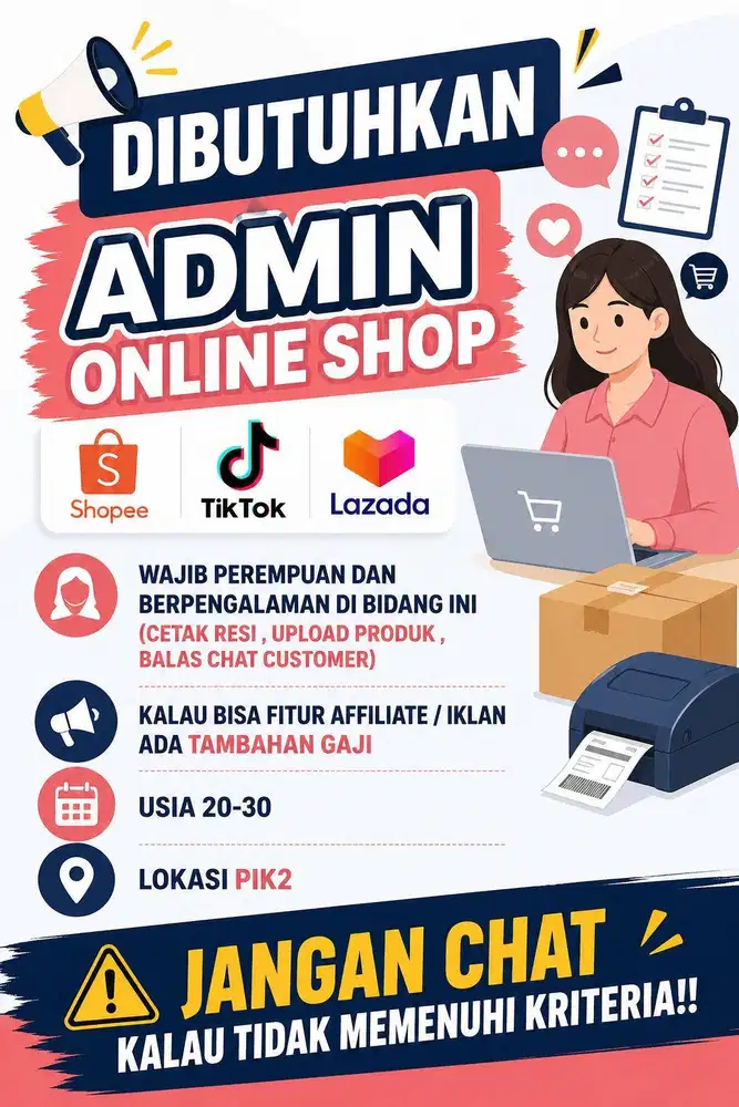 ADMIN ONLINE SHOP SHOPEE TIKTOK LAZADA