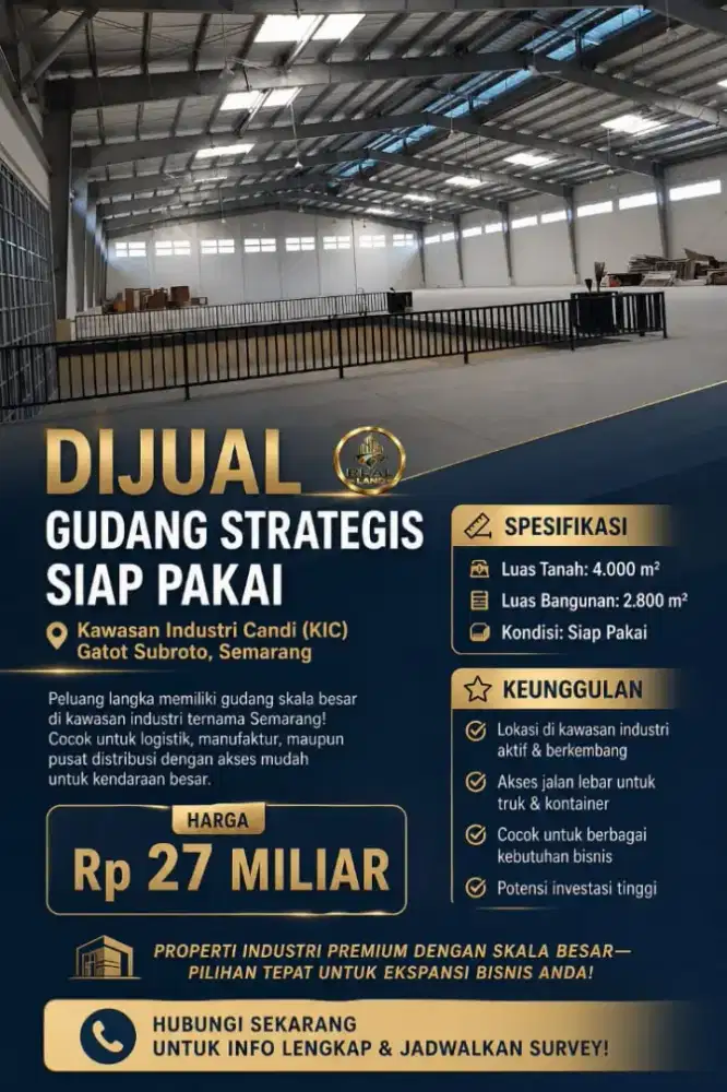 DIJUAL GUDANG KAWASAN INDUSTRI CANDI SEMARANG