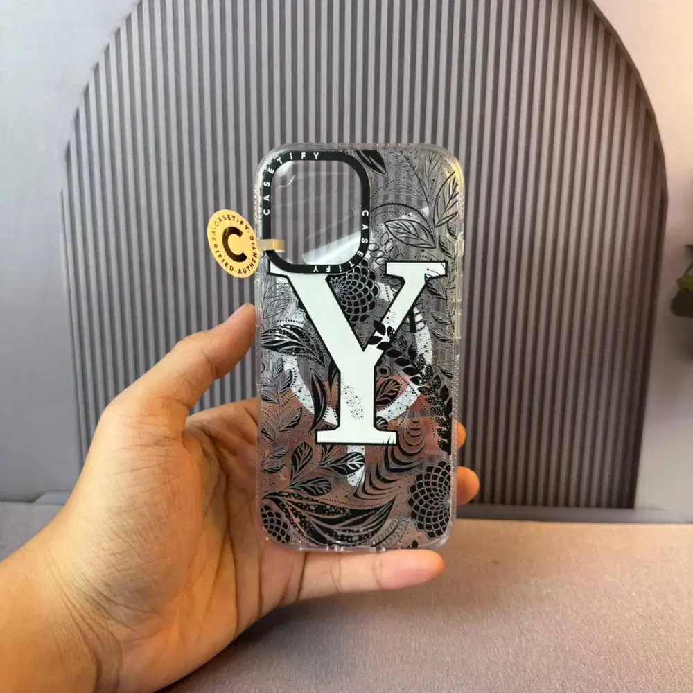Casetify Y Initial Monogram Art Black Clear Case for iPhone 16 Basic