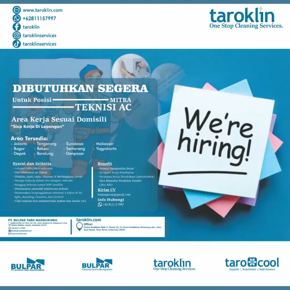 Dibutuhkan Teknisi AC Berpengalaman