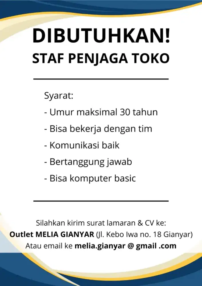 LOKER Lowongan Pekerjaan Gianyar