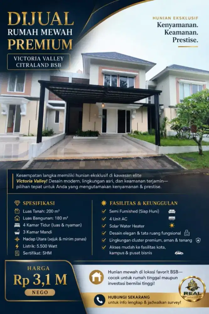 DIJUAL RUMAH MEWAH DI VICTORIA VALLEY CITRALAND BSB SEMARANG