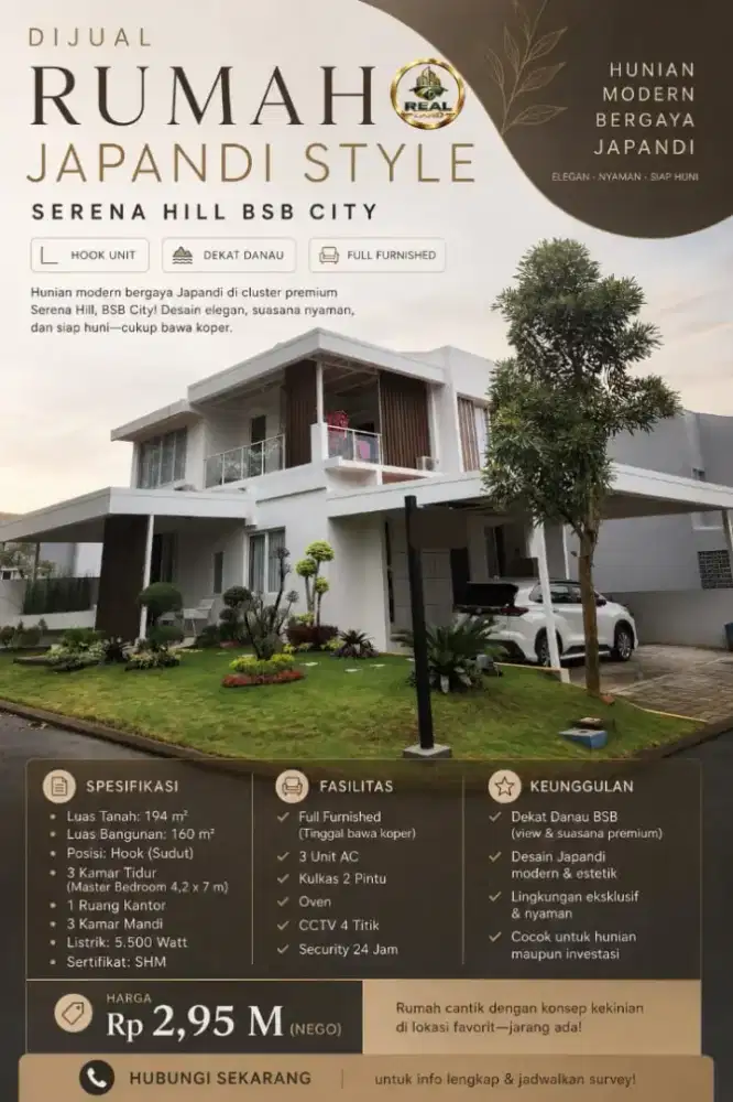 RUMAH DIJUAL SERENA HILL CITRALAND BSB SEMARANG POSISI HOOK MEWAH