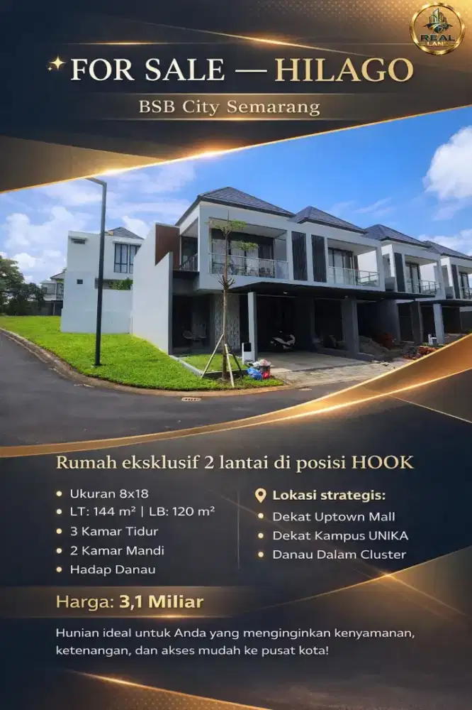 TERMURAH DI HILAGO BSB SEMARANG POSISI HOOK HADAP DANAU HILAGO BSB