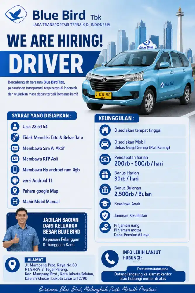 Driver blue bird Mampang