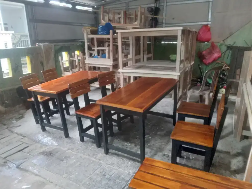 Meja kursi perlengkapan warung makan Cafe, meja kursi resto rumah kost