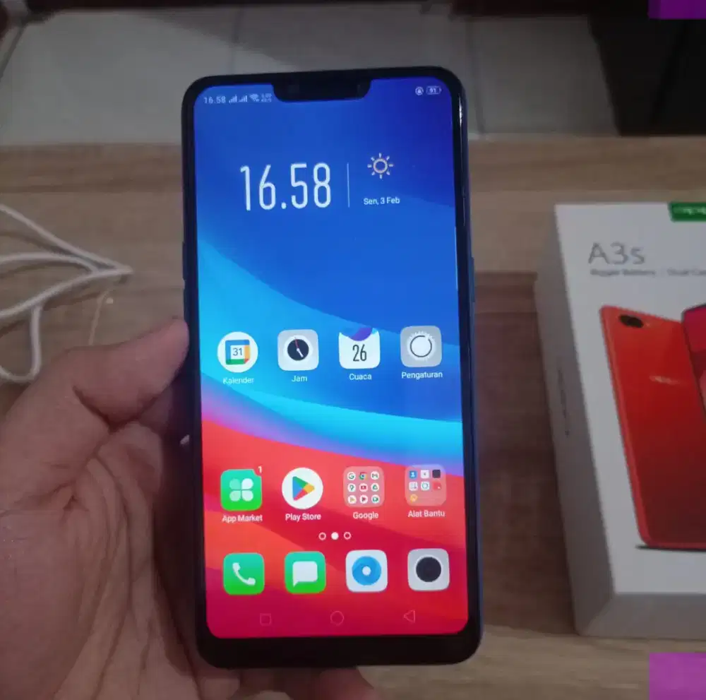 Hp oppo a3s fullset ram6gb dan internal 128gb mulus aman ok ok smua