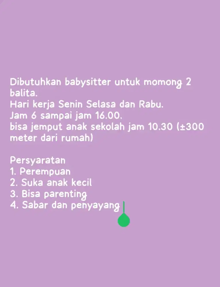Baby sitter kelapa 2, rtm, Cimanggis